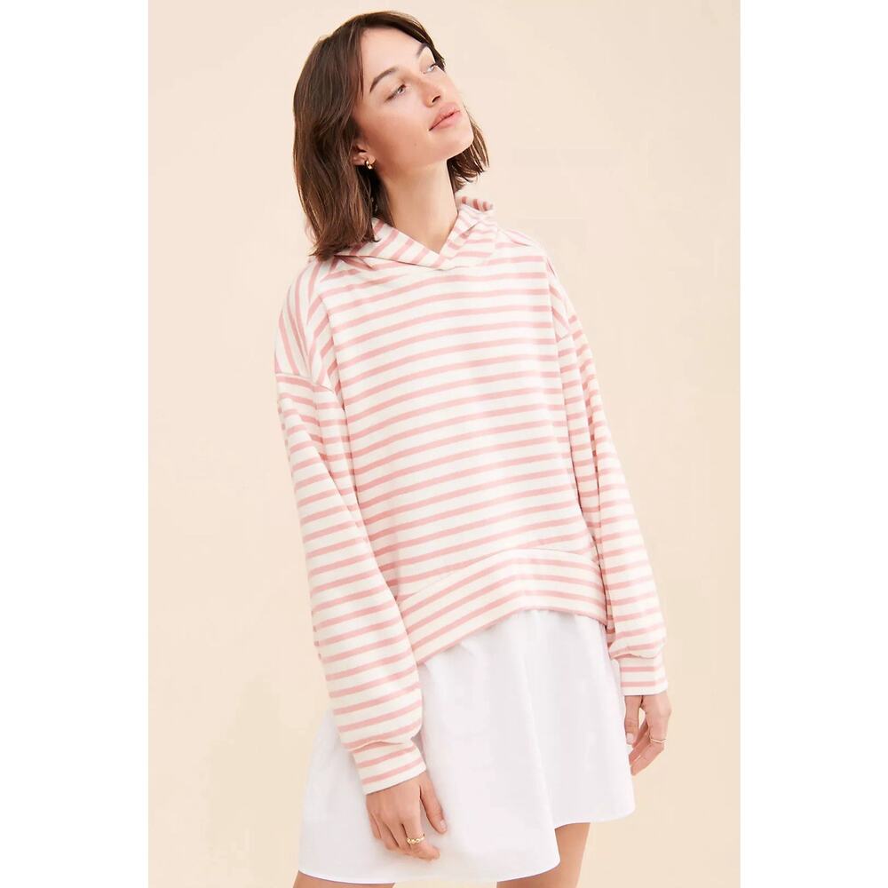 Anthropologie Pilcro Hooded Twofer Preppy Sweatshirt Mini Dress Size Small NWT